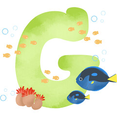Letter G for children's teaching. An alphabet for decoration.