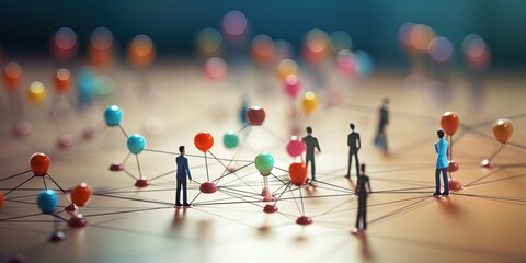 Connection, network, relation concept. human relation and network model diagram.