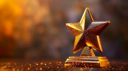 Golden star trophy sparkles, a symbol of triumph