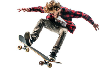 Mastering Style with Frontside Skateboard Tricks On Transparent Background. - obrazy, fototapety, plakaty