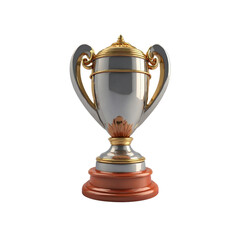 Fototapeta na wymiar 3d gold trophy cup on transparent background
