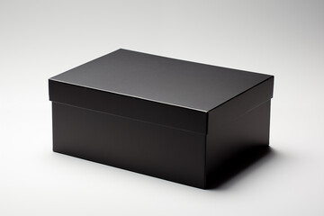 Black shoe box isolated on white background. Black box with clipping path