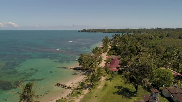 Aerial view of Boca del Drago beach area, Bocas del Toro, Panama, Central America - stock video
