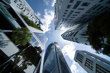 City skyline from an upward perspective