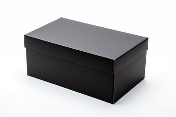 Naklejka premium Black shoe box isolated on white background. Black box with clipping path