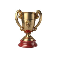 Fototapeta na wymiar 3d gold trophy cup on transparent background