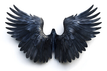 Majestic Black Wings Spread Wide in Powerful Display - obrazy, fototapety, plakaty