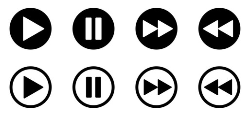 Video or music player flat vector icon collection
