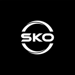 SKO letter logo design with black background in illustrator, cube logo, vector logo, modern alphabet font overlap style. calligraphy designs for logo, Poster, Invitation, etc. - obrazy, fototapety, plakaty