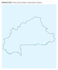 Burkina Faso plain country map. High Details. Outline style. Shape of Burkina Faso. Vector illustration.