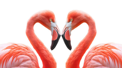 An Artistic Representation of Two Flamingos Forming a Heart Shape