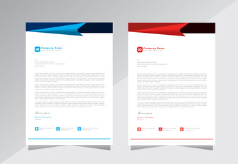 Business letterhead templates, clean design and Vector illustration, modern letterhead template with blue and red, professional and official letterhead	