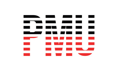 PMU three initial letter iconic line negative space minimal logo design vector template. monogram, abstract, wordmark, business, typography, minimalist, brand, company, flat, modern, unique, simple