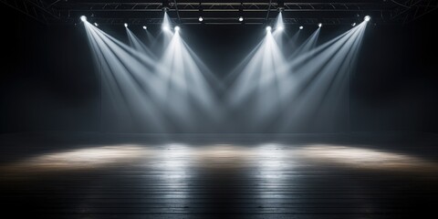 Artistic performances stage light background with spotlight illuminated the stage for contemporary dance. Empty stage with monochromatic colors and lighting design - obrazy, fototapety, plakaty