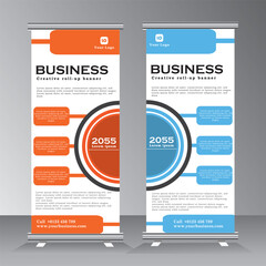 roll up banner desing with three section, 3 steps roll up banner template with geometric background, vertical banner template, vector eps 10