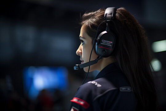 Portrait of a 911 operator answering a call providing assistance in times of crisis Generative AI