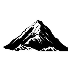 Mountain silhouette vector icon. Rocky peaks. Mountains ranges. Black and white mountain icon vector for logo