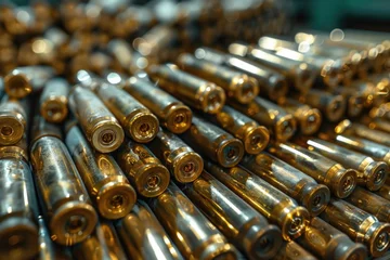 Foto op Aluminium Metal tubes bullets for guns reserve bullets background © YamunaART