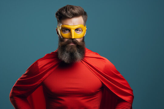 Portrait of a confident businessman in a superhero costume generative AI