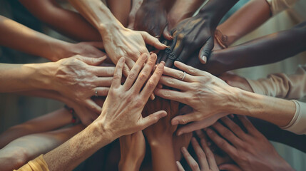 All hands together, team.  - obrazy, fototapety, plakaty