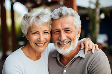 Generative AI photo of cheerful beautiful elderly couple nice family relationship
