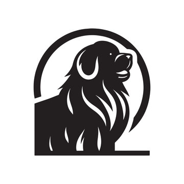 recommend clip art: Newfoundland dog. Logo, icon, emblem. Simple black illustration.