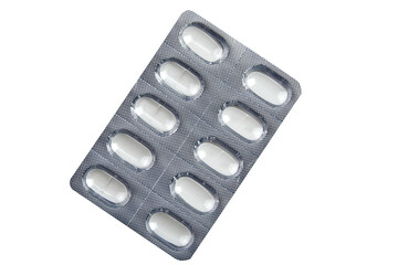 Blank medical drugs pills in blister isolated on white