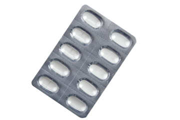 Blank medical drugs pills in blister isolated on white