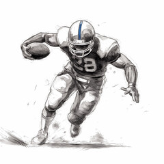 American football sketch drawing on white background - playoff fantasy football selection illustration - obrazy, fototapety, plakaty