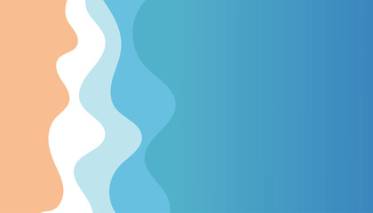 Top view of the sea beach. Summer travel background. Travel vacation concept. Vector illustration, flat style.