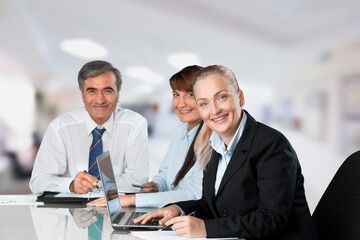 Business man sitting in a boardroom at meeting.
