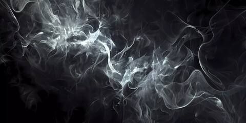 Abstract smoke moves on a black background, Design element for graphics artworks, Generative AI illustrations.
