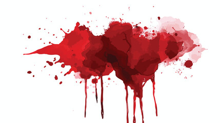 Red blood stain on a white background. flat vector