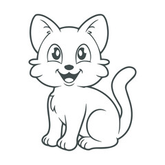 cartoon style cute white cat