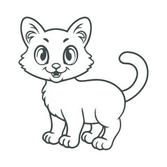 cartoon style cute white cat