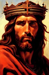 Photo of Jesus Christ oil painting made with Generative AI