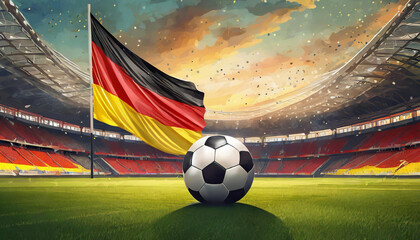 Fototapeta premium soccer ball on the field in a stadium for the European Championship 2024 in Germany