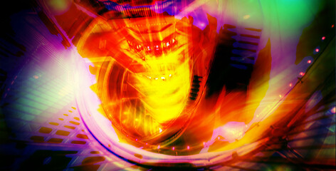 Panoramic hi speed technology concept, light explose abstract art future background