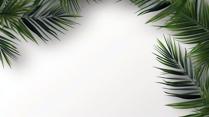Fototapeta na wymiar Design element for presentation layout on white background with shadow. Palm leave closeup realistic