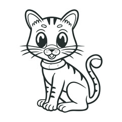 cartoon style cute white cat