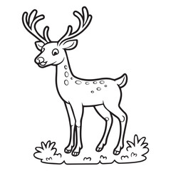 cartoon style cute white deer