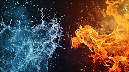 Contrast between fire and water, VS background concept