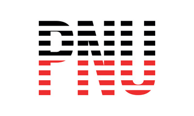 PNU three initial letter iconic line negative space minimal logo design vector template. monogram, abstract, wordmark, business, typography, minimalist, brand, company, flat, modern, unique, simple