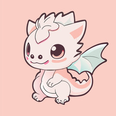 dragon cartoon character illustration, sticker, clean white background, t-shirt design, graffiti, vibrant, vector illustration kawaii