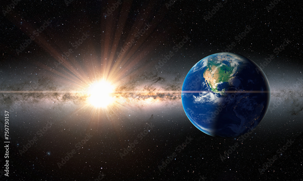 Poster planet earth with a spectacular sunset 