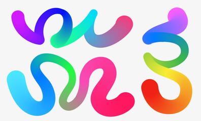 Obraz premium Wavy shape with gradient colors on white background. Vector illustration.
