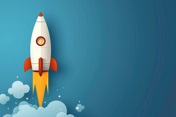 An abstract rocket design launching upward, representing the dynamic growth of a business