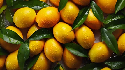 Deurstickers Yellow mangoes with water droplets on them © Anna