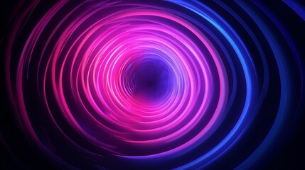 abstract background with round vortex in ultraviolet spectrum Pink blue neon lines spinning around the black hole