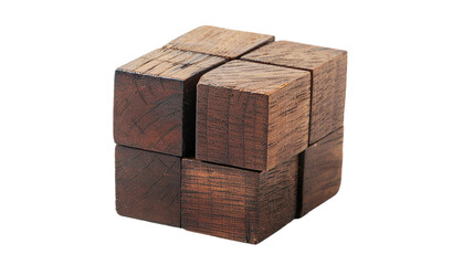 Wooden cubes isolated on a transparent background.